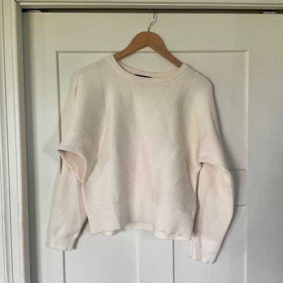 TRUTH Cropped Crew Neck Sweater Women’s Small Pullover Ribbed Boxy Cream - Picture 8 of 11